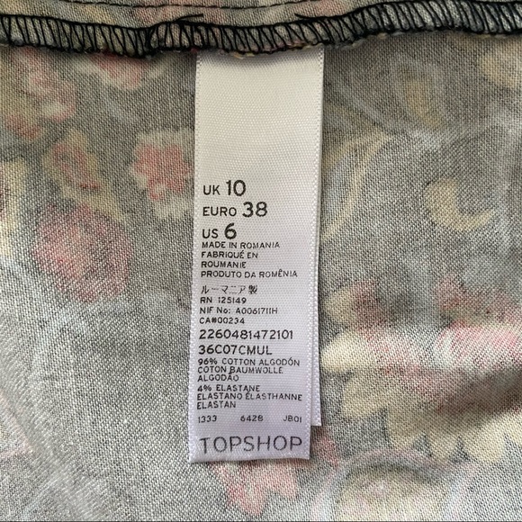 Topshop Navy Floral Skinny Dress Pants Size 6 - Picture 6 of 9